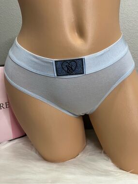 Victoria's Secret Size XS Light Blue hipster Hiphugger Shiny Heart Patch